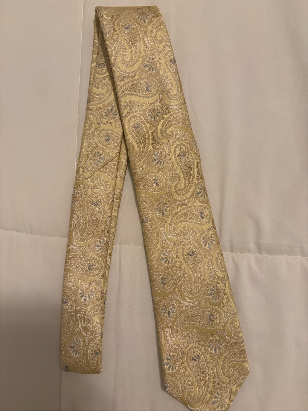 Joseph Abboud Gold Paisley Silk Tie with Subtle Silver Accents